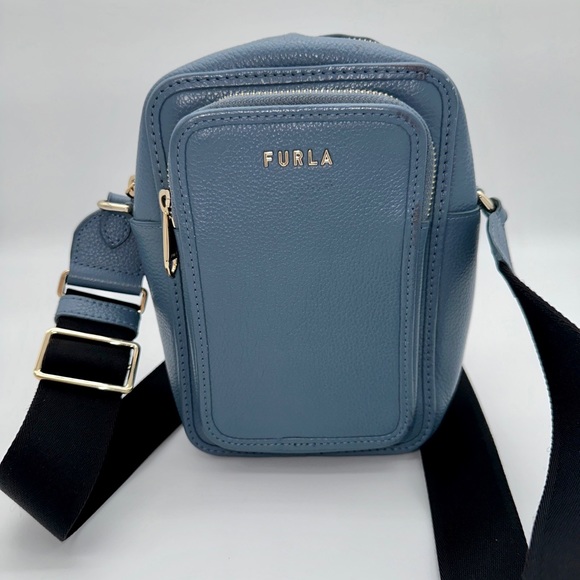 Furla Rea Leather Mini Crossbody BagIn Blu Denim